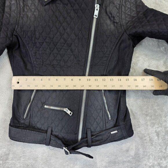 Diesel Jacket Womens XS Black Quilted Moto Biker Asymmetrical Zip Belted - Picture 5 of 16